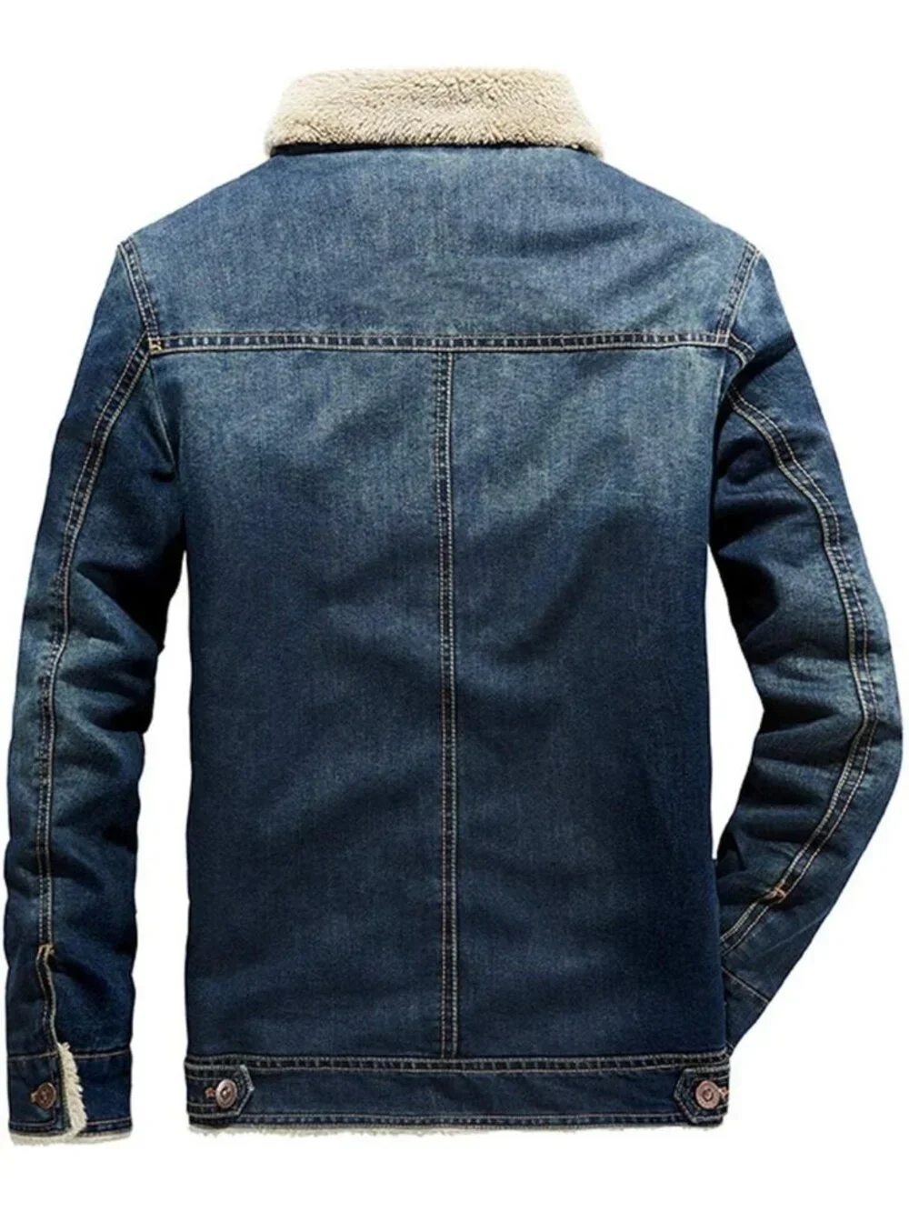 Cozy Sherpa Lined Denim Trucker Jacket for Men - Winter Jean Coat, Cowboy Style